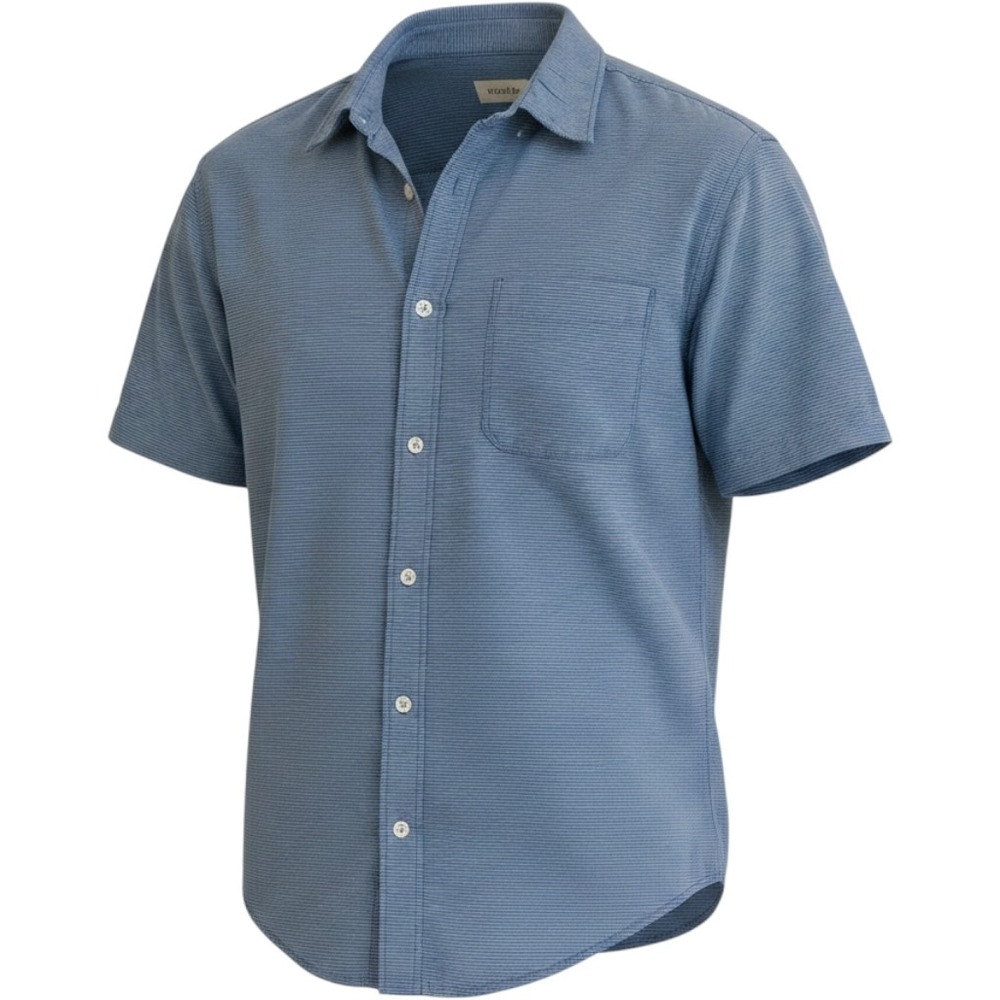 The North Face Mens Large Blue White Striped Short Sleeve Button Down Shirt L/G